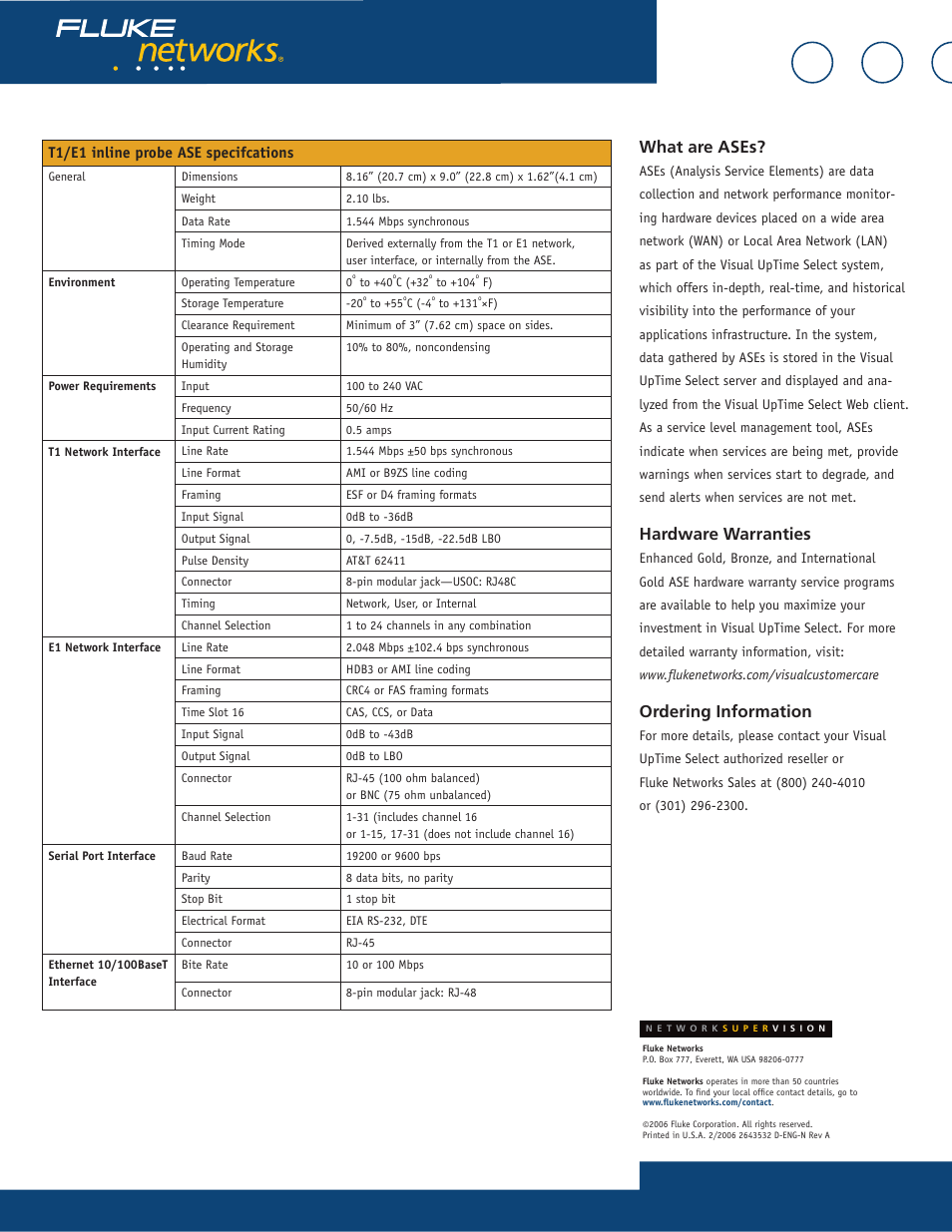 What are ases, Hardware warranties, Ordering information | Fluke 807-0115 User Manual | Page 4 / 34