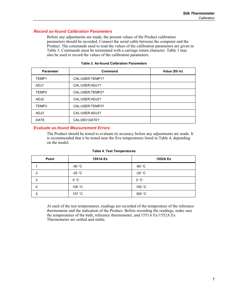 Record as-found calibration parameters, Evaluate as-found measurement errors | Fluke 1552A EX User Manual | Page 15 / 22
