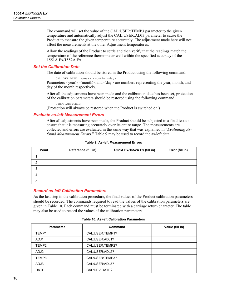 Set the calibration date, Evaluate as-left measurement errors | Fluke 1552A EX User Manual | Page 18 / 22