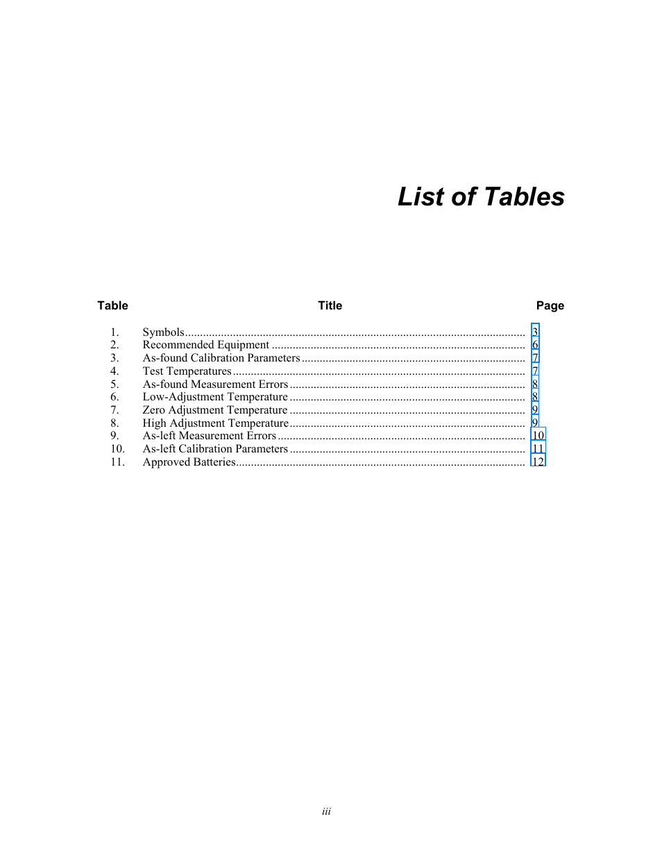 List of tables | Fluke 1552A EX User Manual | Page 5 / 22