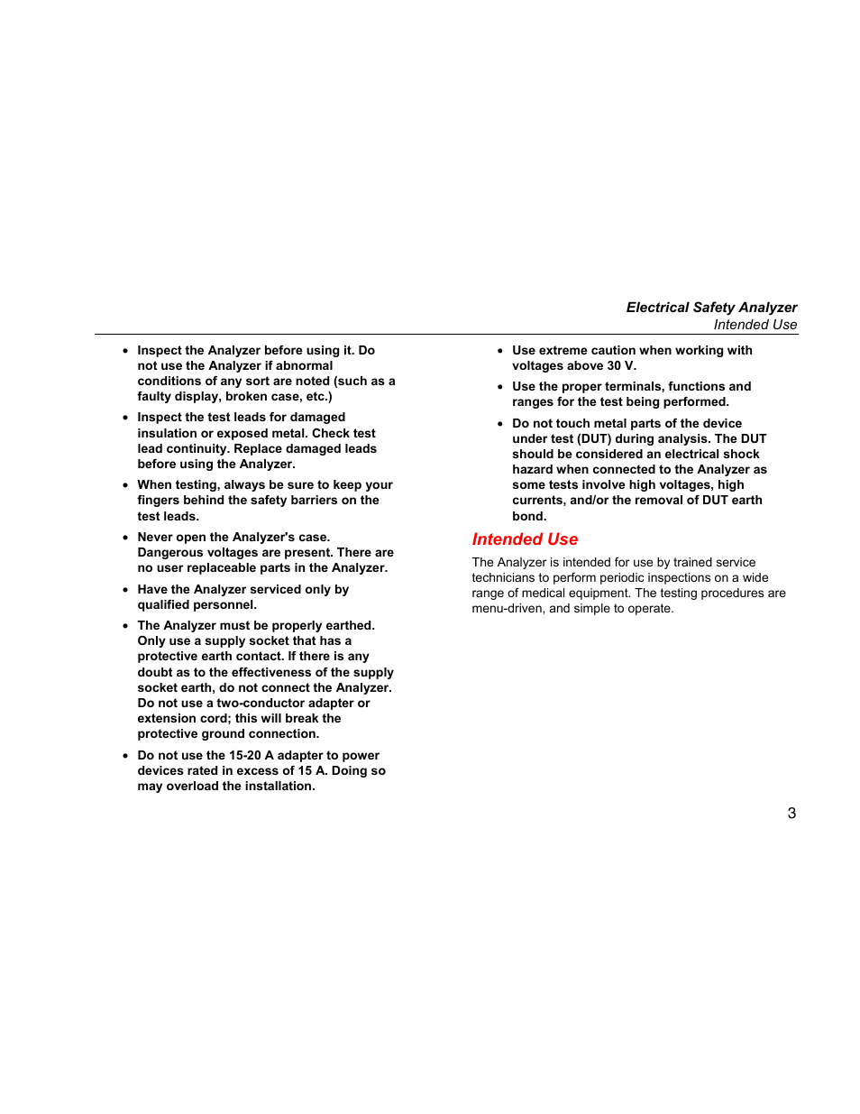 Intended use | Fluke ESA612 User Manual | Page 17 / 78