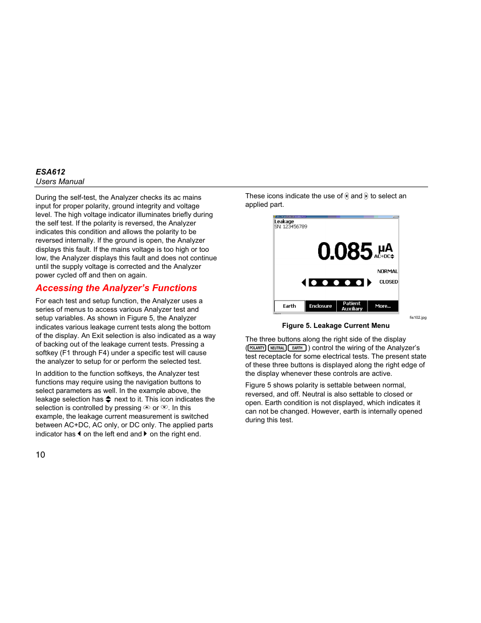 Accessing the analyzer’s functions | Fluke ESA612 User Manual | Page 24 / 78