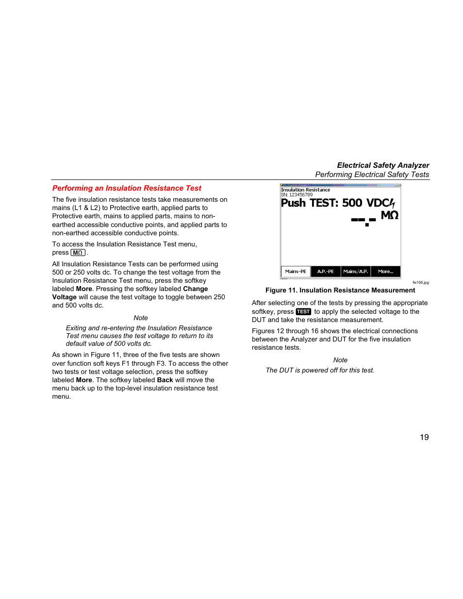 Performing an insulation resistance test | Fluke ESA612 User Manual | Page 33 / 78