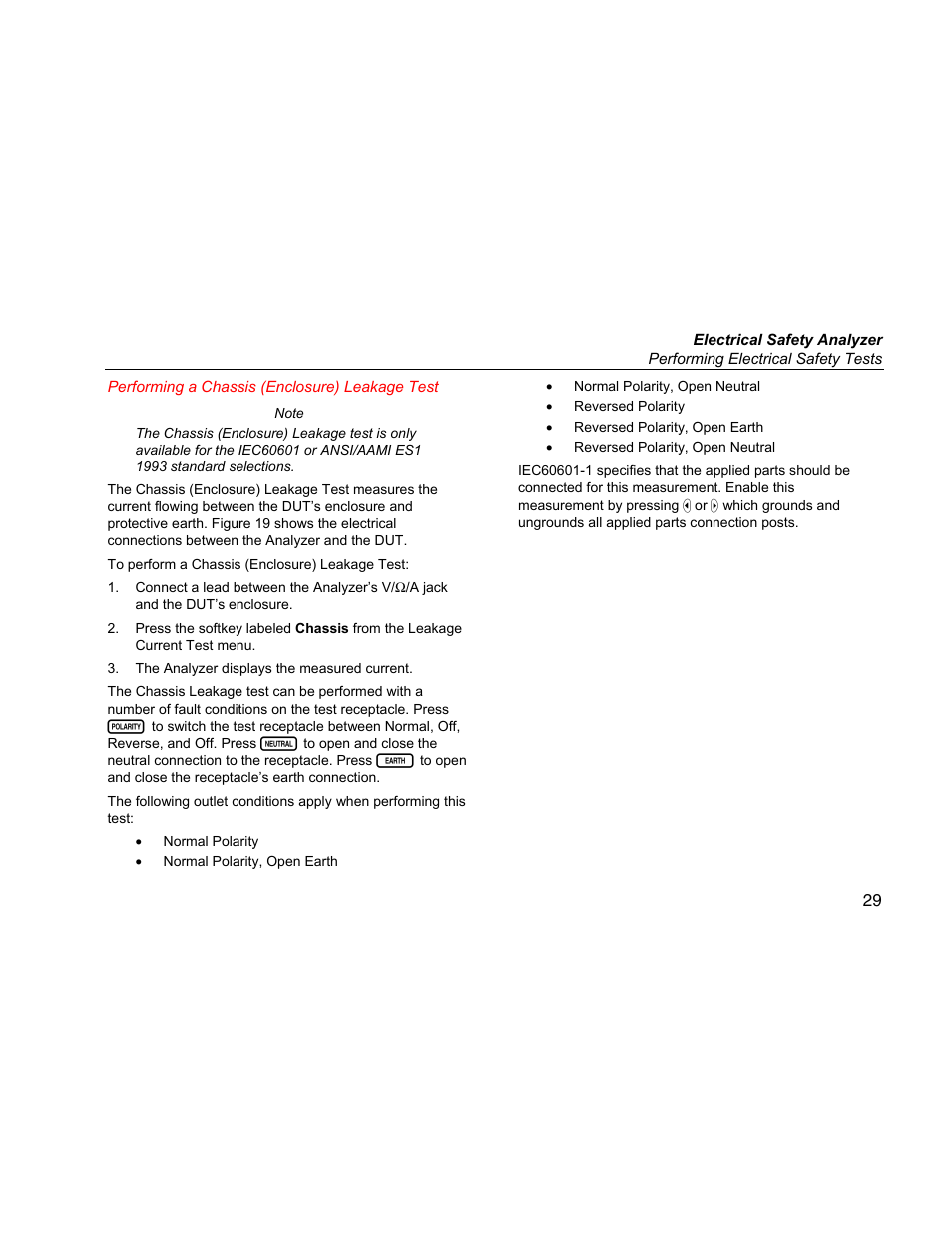 Performing a chassis (enclosure) leakage test | Fluke ESA612 User Manual | Page 43 / 78