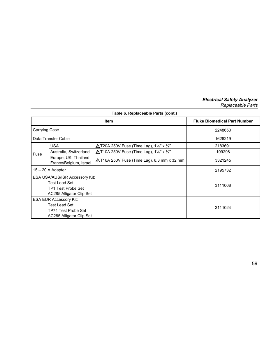 Fluke ESA612 User Manual | Page 73 / 78