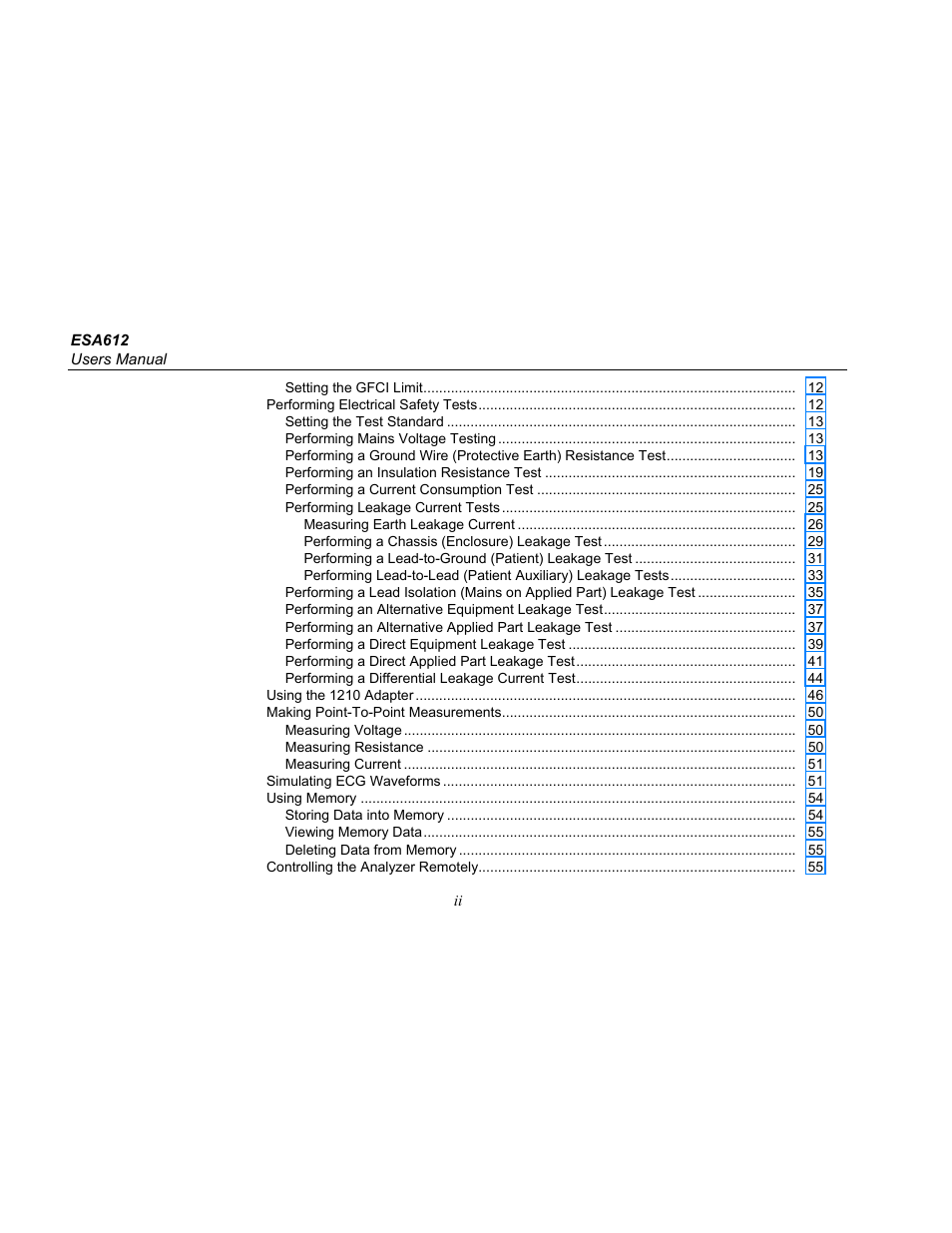 Fluke ESA612 User Manual | Page 8 / 78