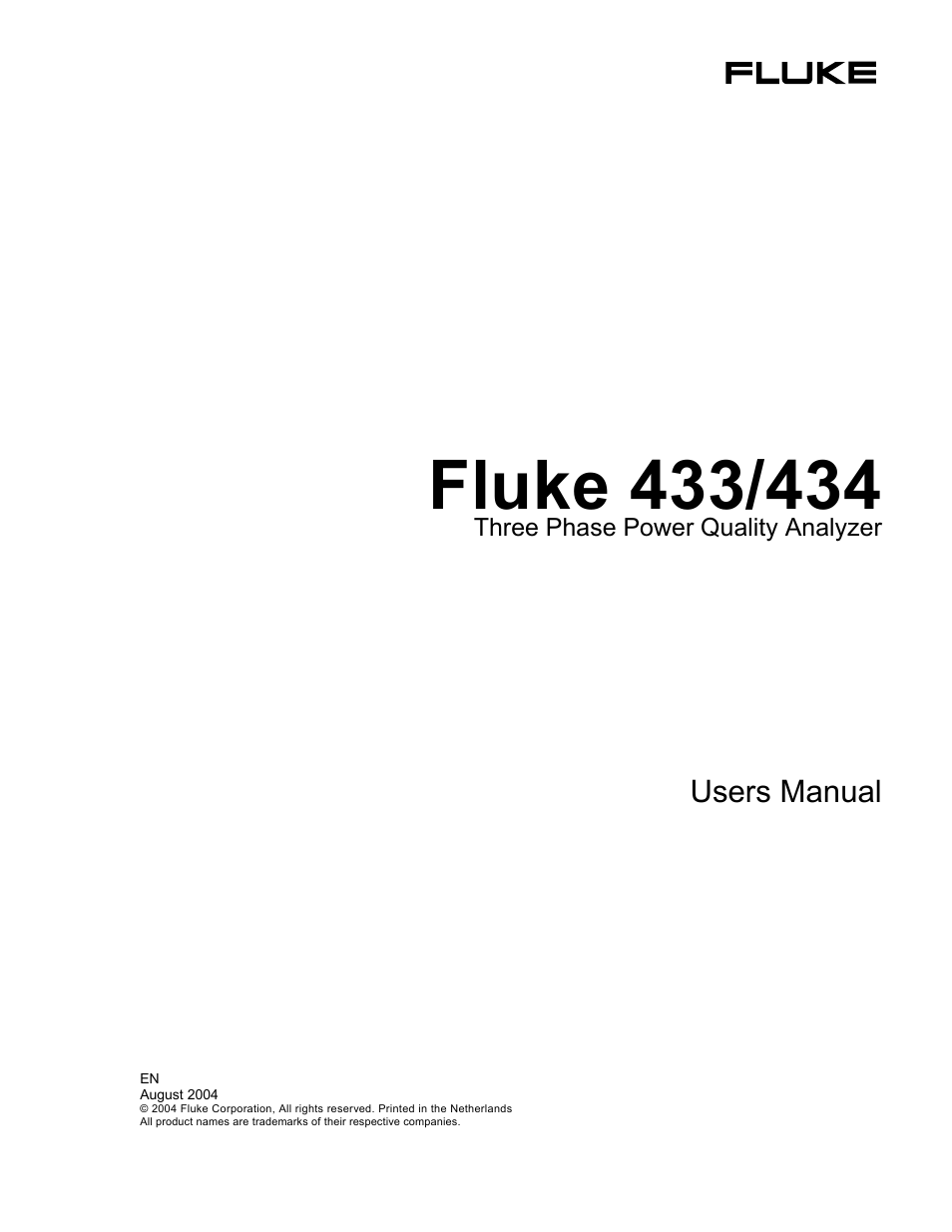 Fluke 434 User Manual | 122 pages