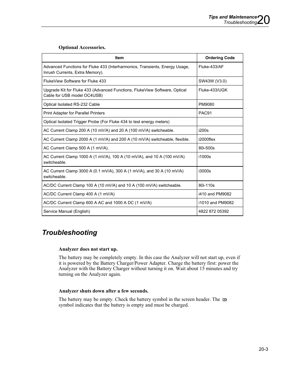 Troubleshooting | Fluke 434 User Manual | Page 101 / 122