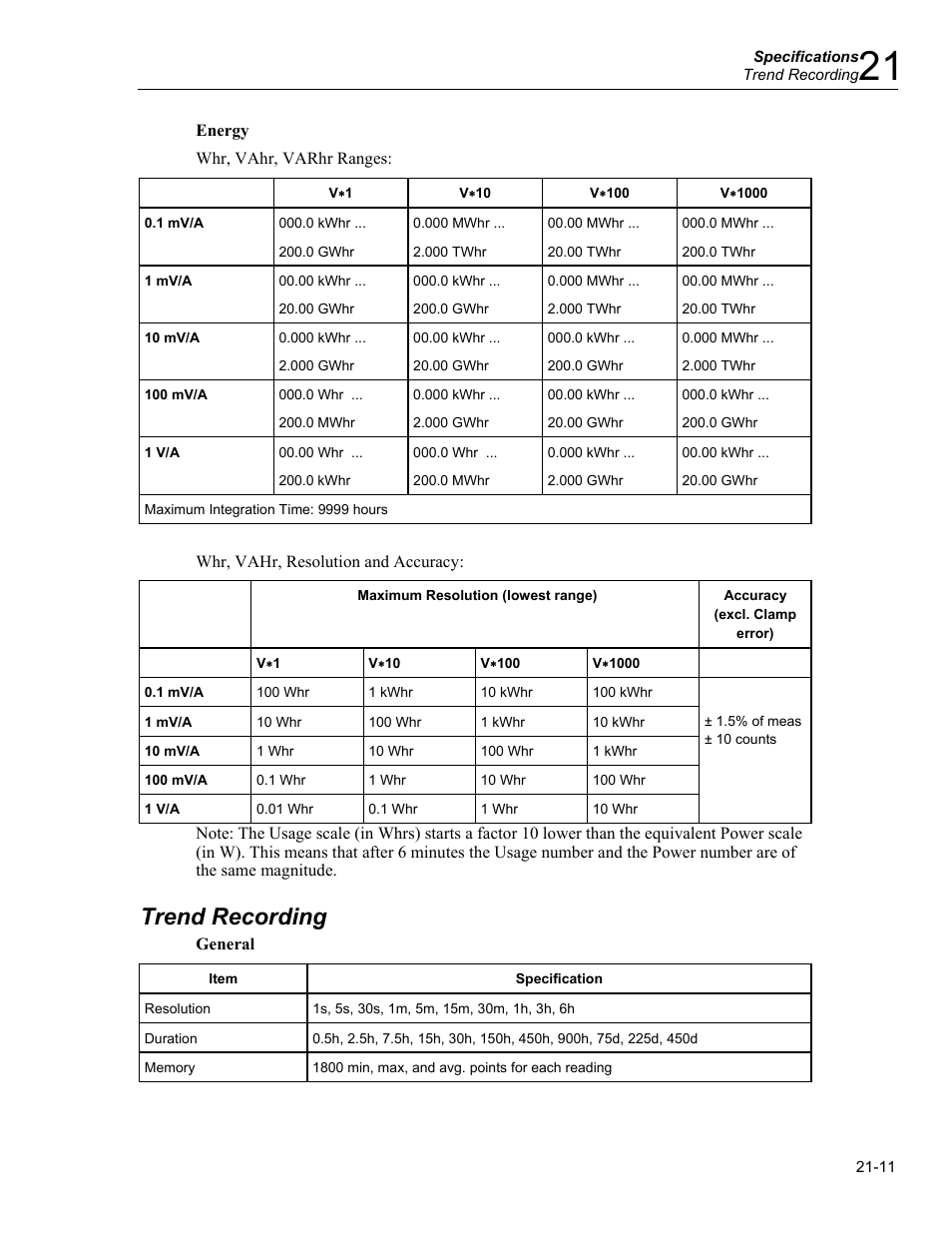 Trend recording | Fluke 434 User Manual | Page 113 / 122