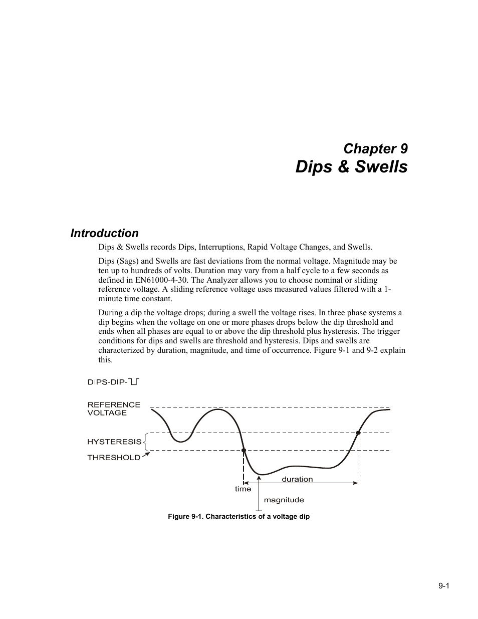 Dips & swells, Chapter 9, Introduction | Fluke 434 User Manual | Page 37 / 122