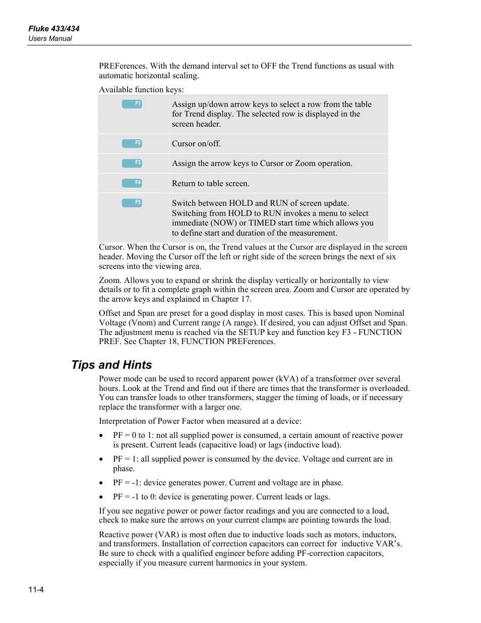 Tips and hints | Fluke 434 User Manual | Page 50 / 122