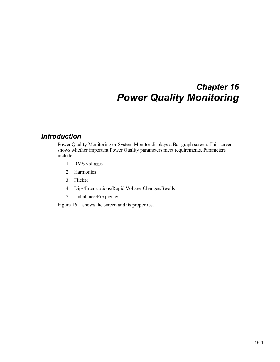 Power quality monitoring, Chapter 16 | Fluke 434 User Manual | Page 67 / 122