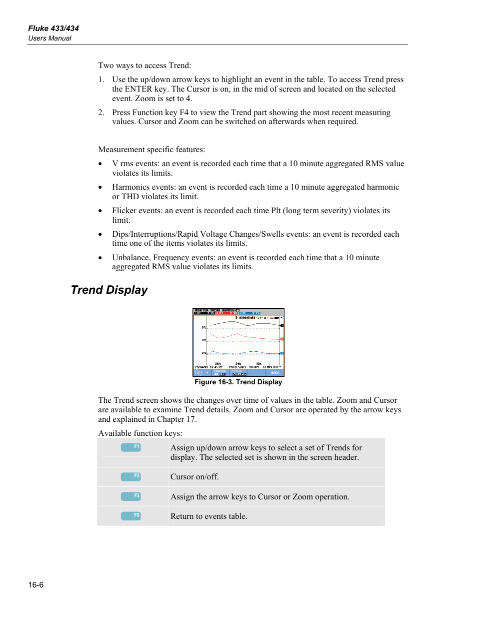 Trend display | Fluke 434 User Manual | Page 72 / 122