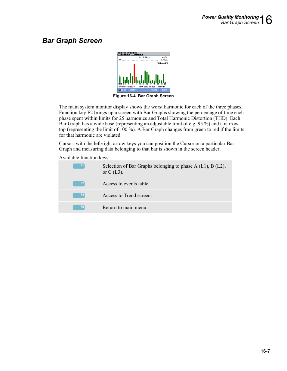 Bar graph screen | Fluke 434 User Manual | Page 73 / 122