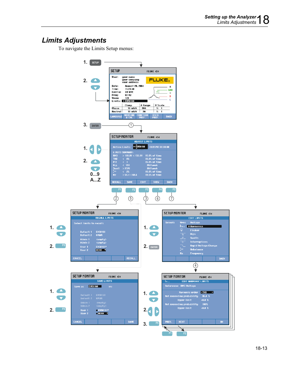 Limits adjustments | Fluke 434 User Manual | Page 91 / 122