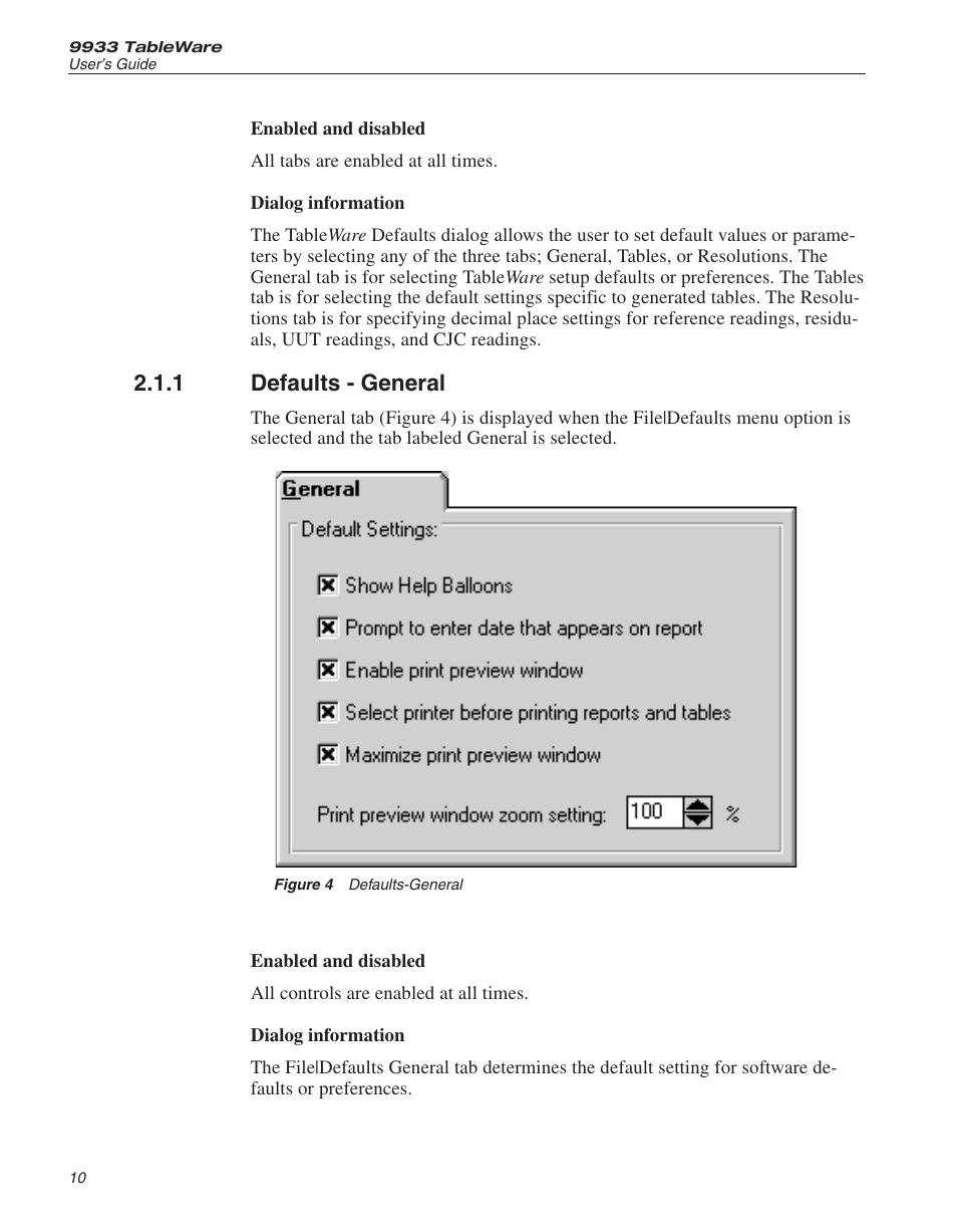 1 defaults - general 10, Figure 4 defaults-general 10, Defaults - general | Figure 4, Defaults-general, 1 defaults - general | Fluke 9933 User Manual | Page 14 / 64