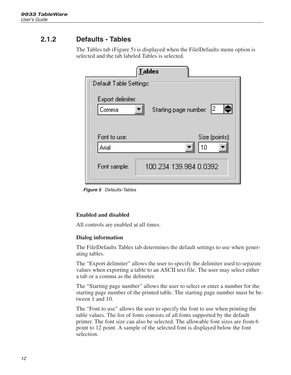 2 defaults - tables 12, Figure 5 defaults-tables 12, Defaults - tables | Figure 5, Defaults-tables, 2 defaults - tables | Fluke 9933 User Manual | Page 16 / 64