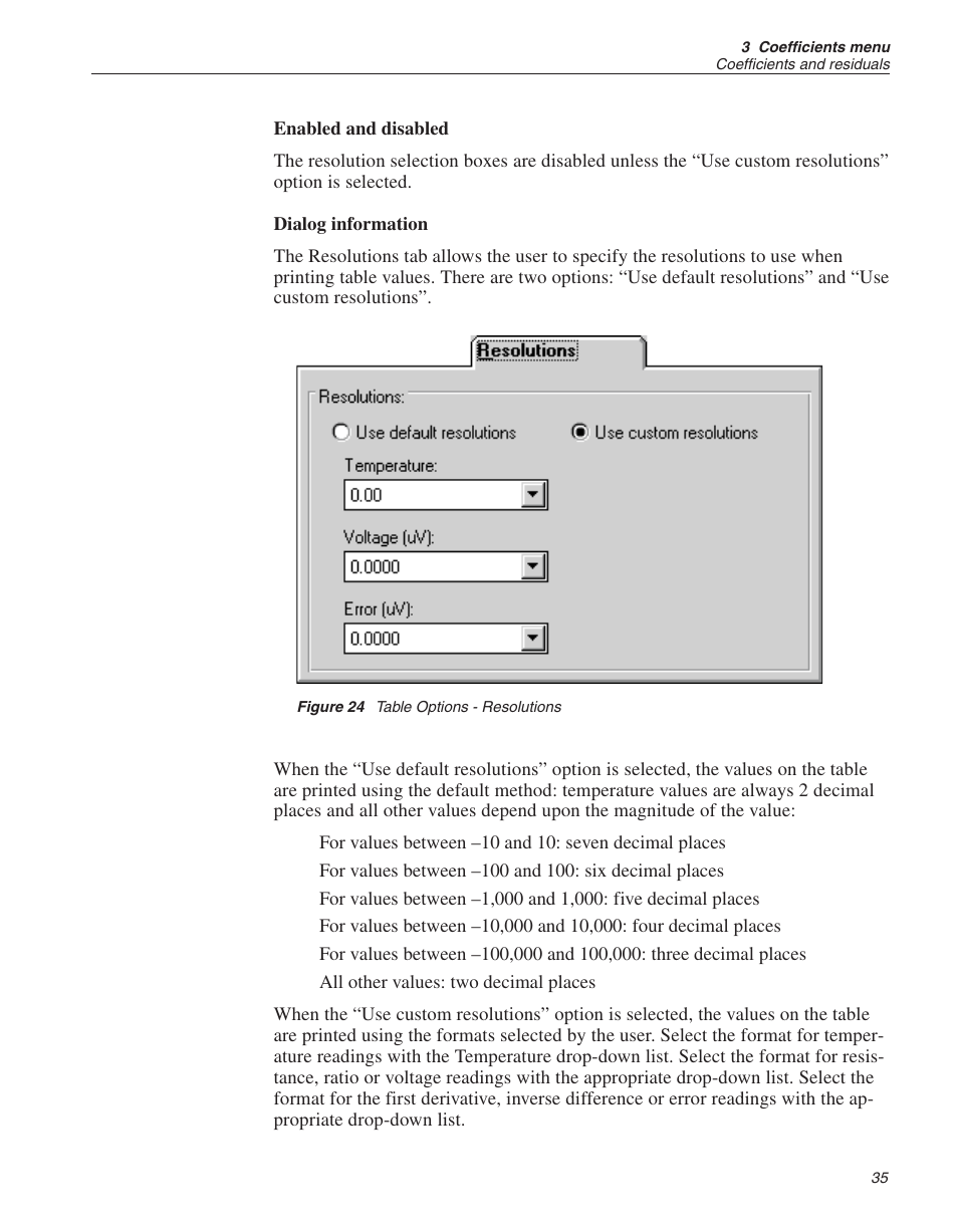 Figure 24 table options - resolutions 35, Figure 24, Table options - resolutions | Fluke 9933 User Manual | Page 39 / 64