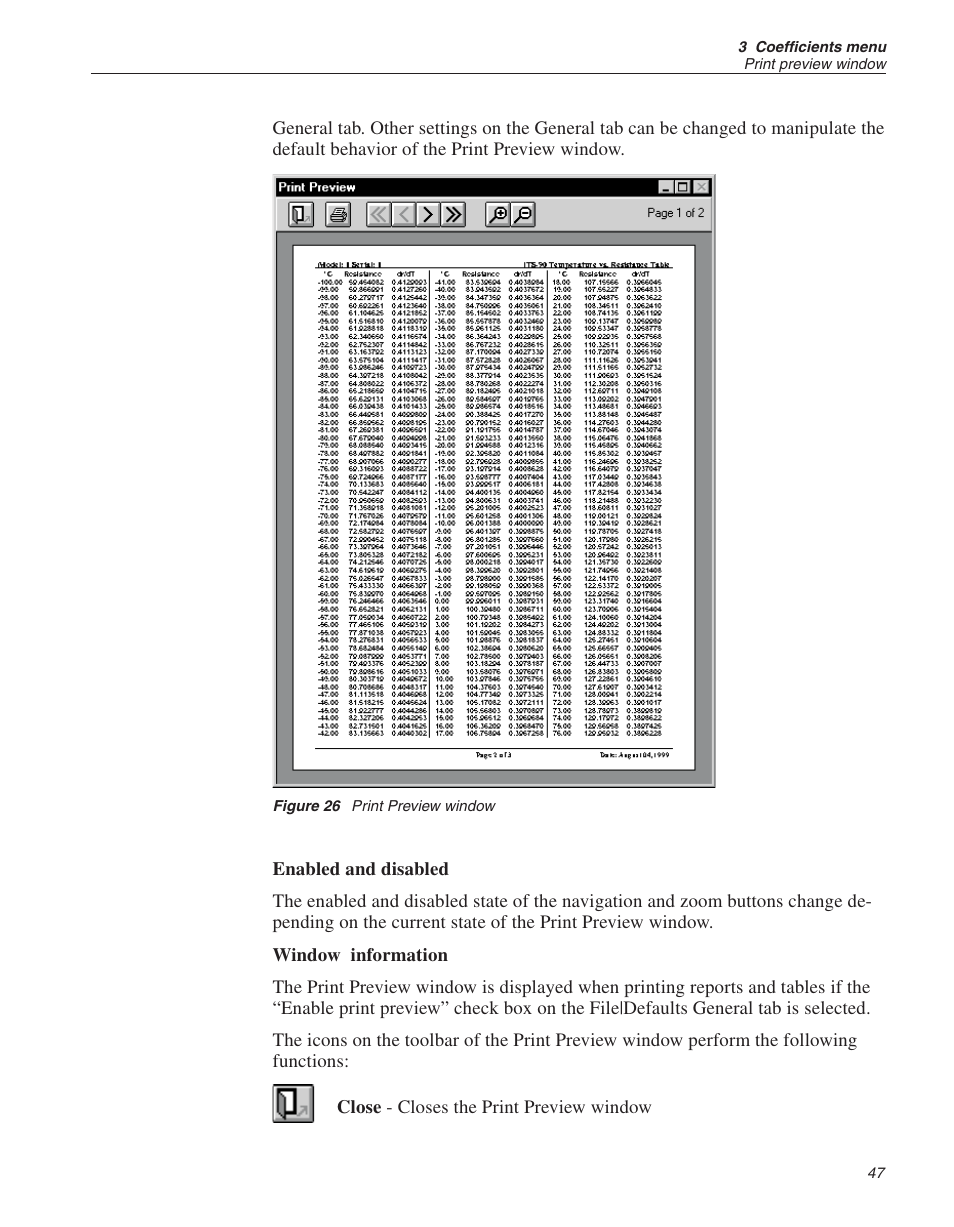 Figure 26 print preview window 47, Figure 26, Print preview window | Fluke 9933 User Manual | Page 51 / 64