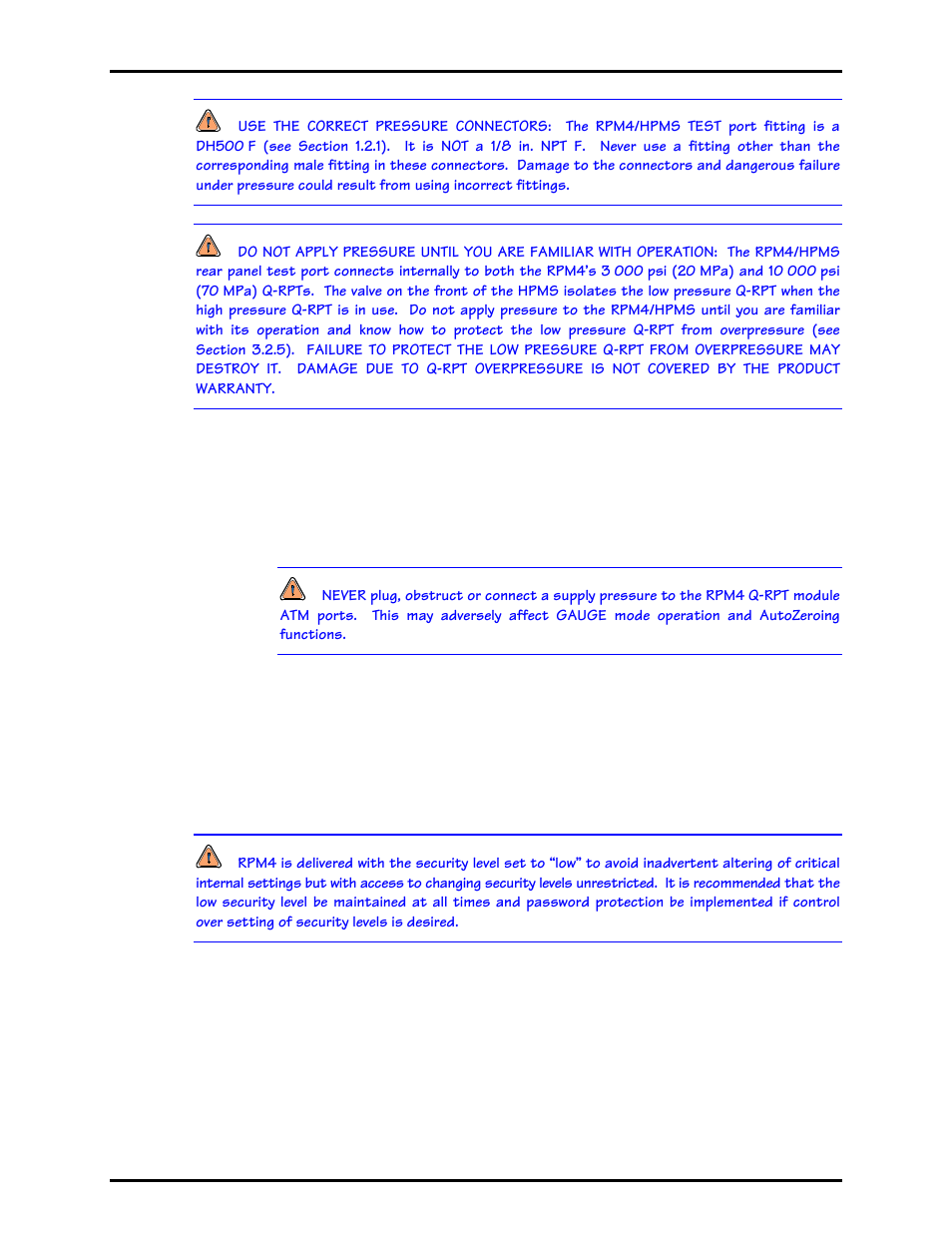 1 the atm ports of rpm4, 7 check/set security level, 8 setting up autotest files | The atm ports of rpm4, Check/set security level, Setting up autotest files | Fluke HPMS User Manual | Page 22 / 148