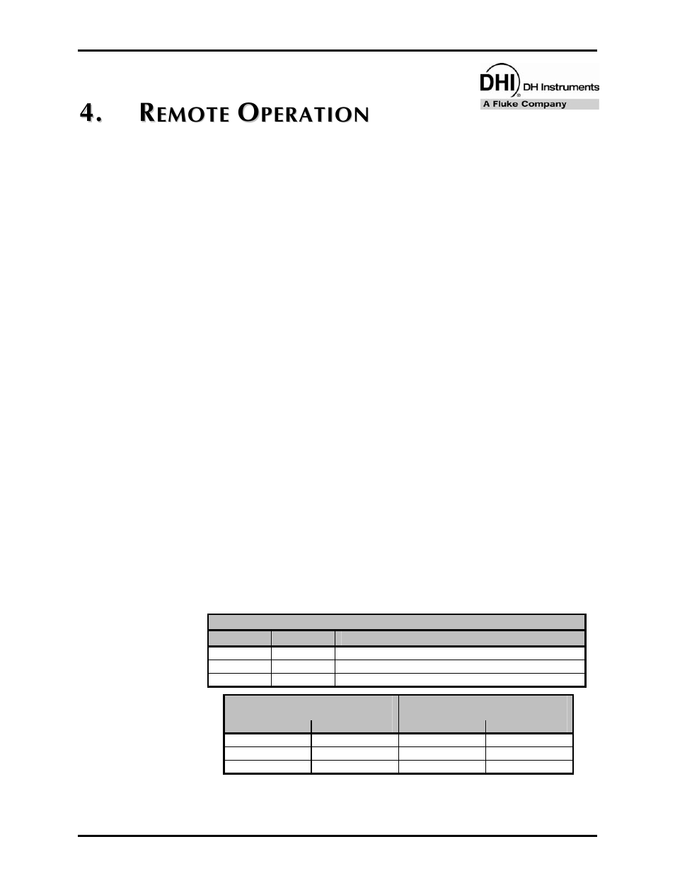 Remote operation, 1 overview, 2 interfacing | 1 rs232 interface, 1 com1, R e m o t e o p e r a t i o n, Overview, Interfacing, Rs232 interface, Com1 | Fluke HPMS User Manual | Page 83 / 148