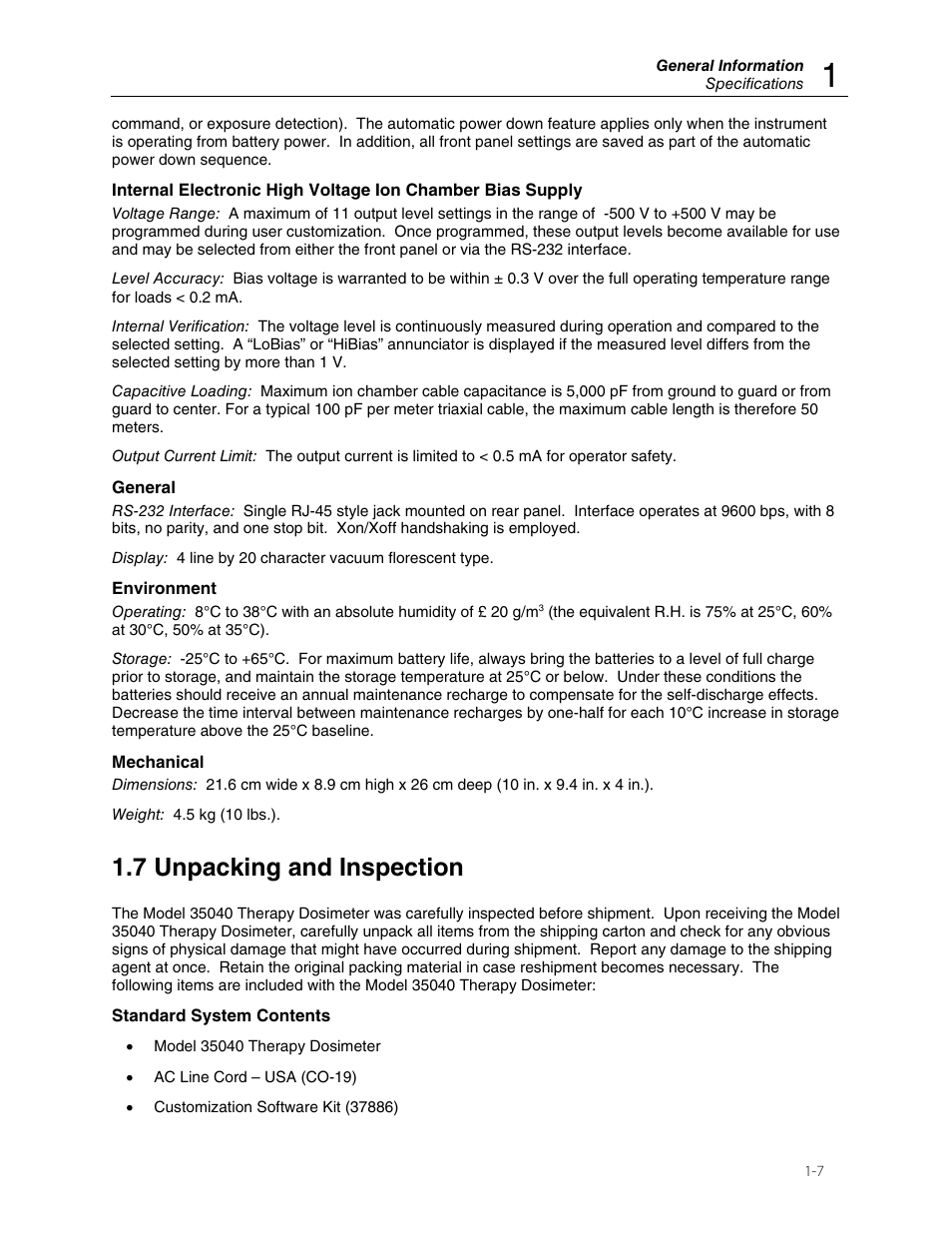 7 unpacking and inspection | Fluke 35040 User Manual | Page 13 / 94