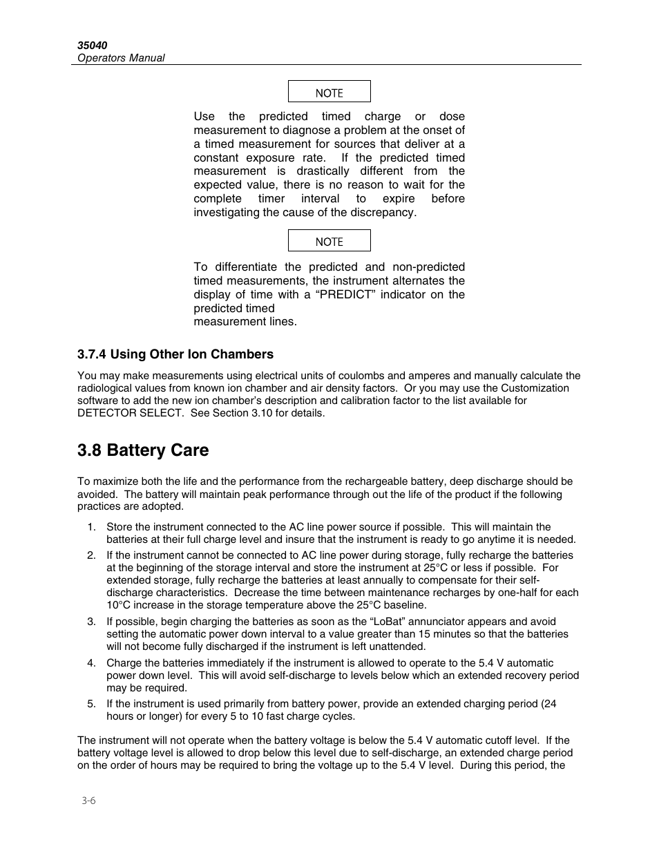 8 battery care | Fluke 35040 User Manual | Page 30 / 94