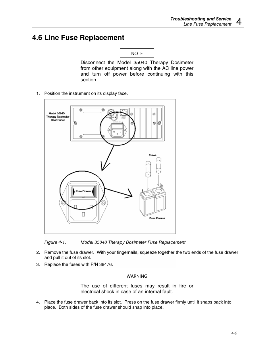 6 line fuse replacement | Fluke 35040 User Manual | Page 67 / 94