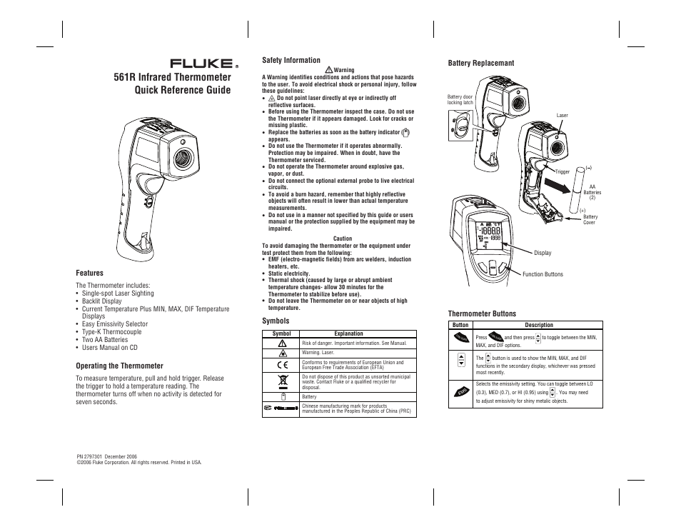 Fluke 561R User Manual | 2 pages