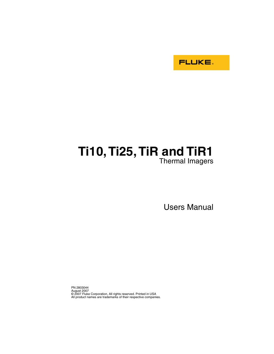 Fluke Thermal Imagers Ti10 User Manual | 24 pages