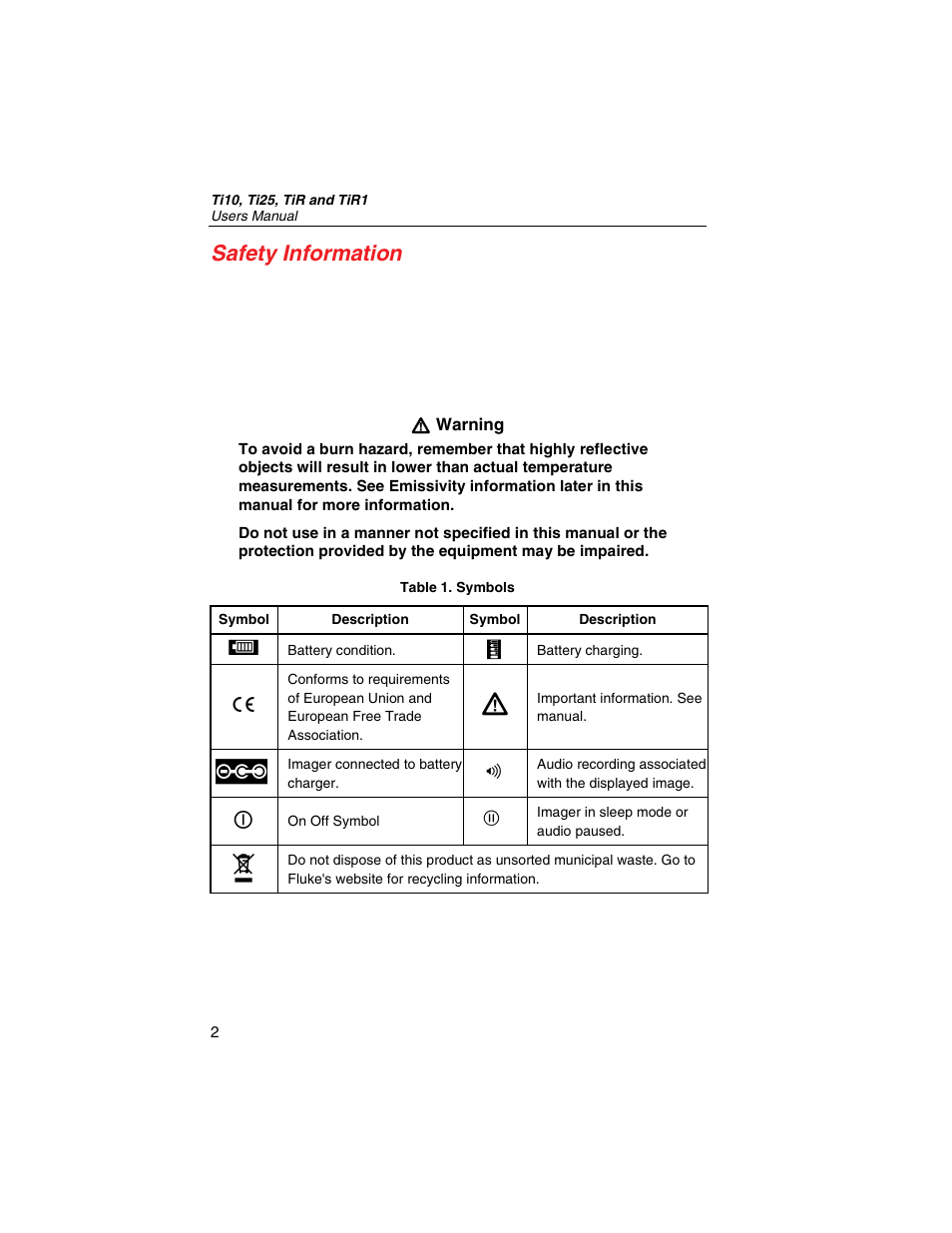 Safety information | Fluke Thermal Imagers Ti10 User Manual | Page 8 / 24