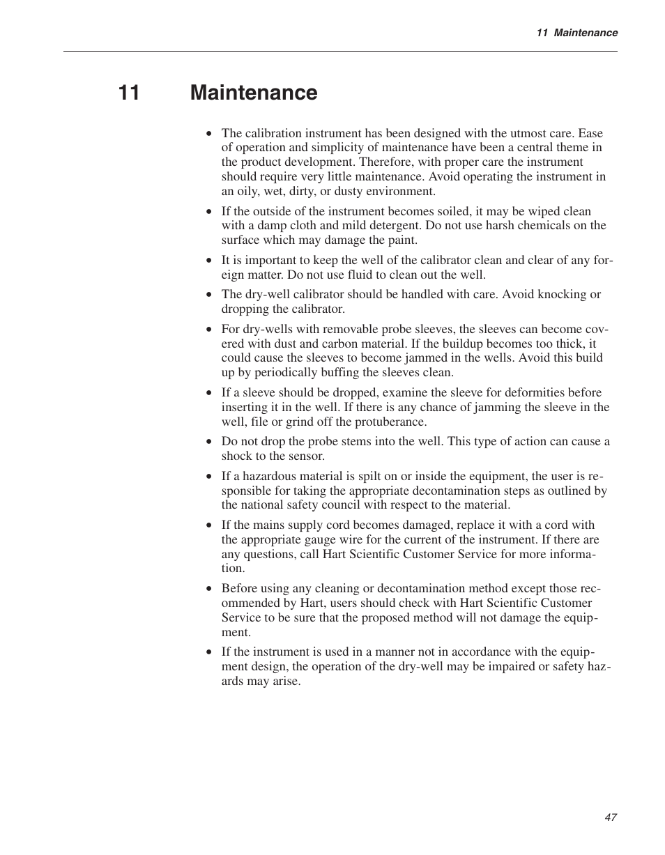 11 maintenance 47, 11 maintenance | Fluke 9140 Dry-well Calibrator User Manual | Page 50 / 52