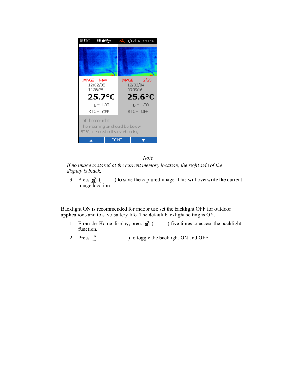 Adjusting the backlight | Fluke Ti20 User Manual | Page 30 / 68