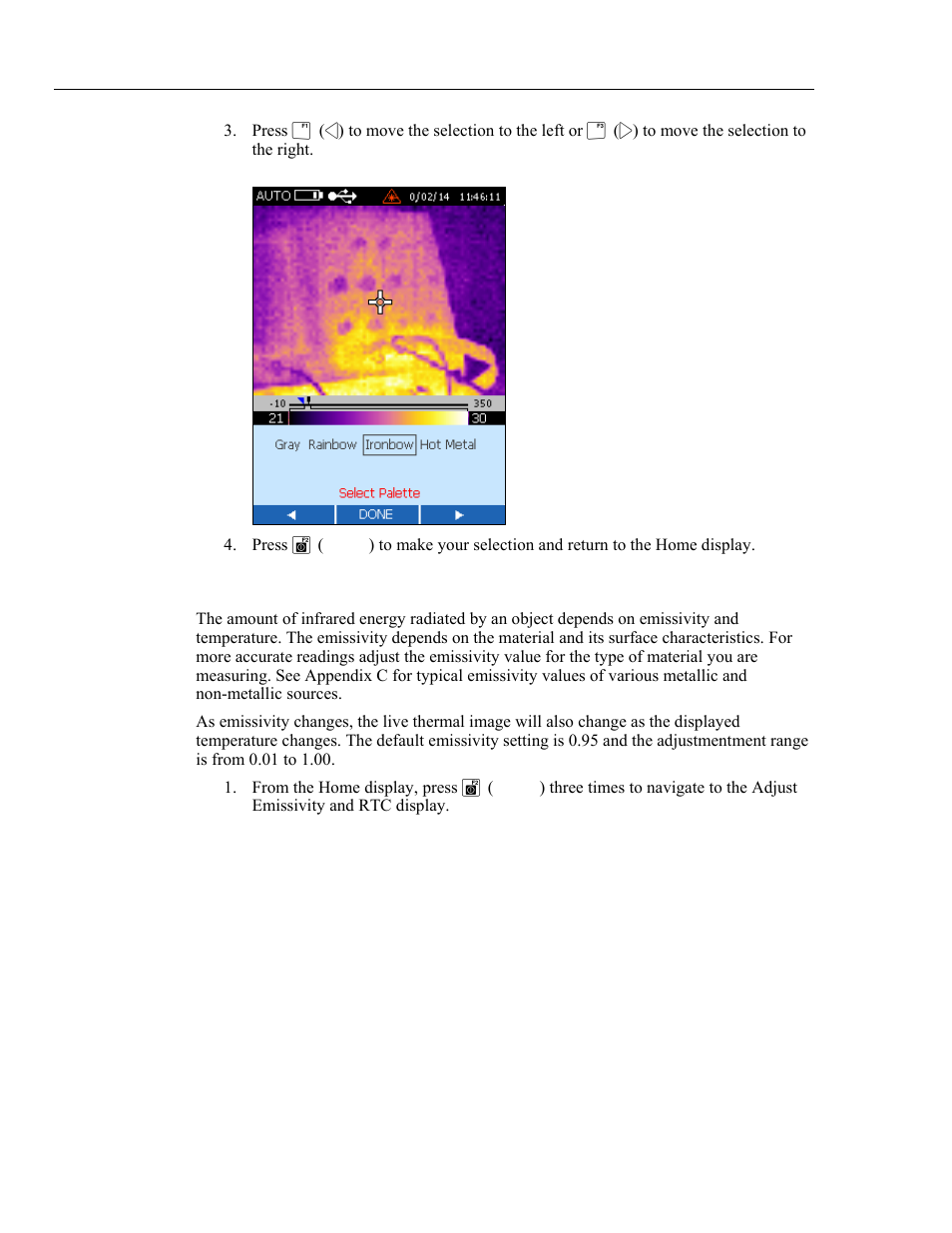 Adjusting emissivity | Fluke Ti20 User Manual | Page 42 / 68