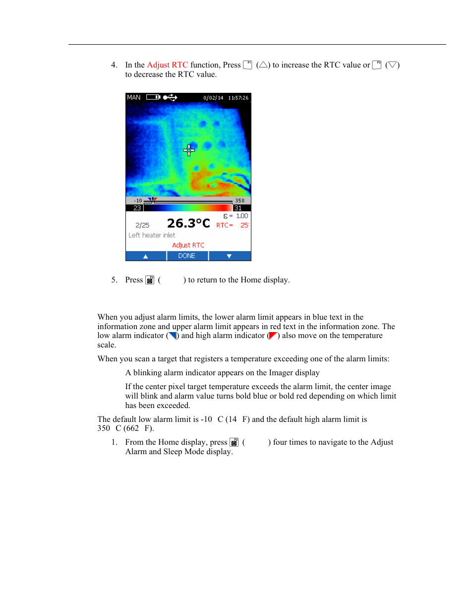 Setting alarm limits | Fluke Ti20 User Manual | Page 45 / 68