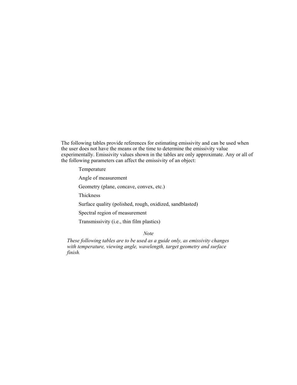 C. typical emissivity values, Typical emissivity values, Appendix c | Fluke Ti20 User Manual | Page 61 / 68