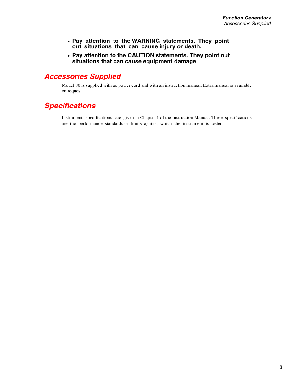 Accessories supplied, Specifications | Fluke PN 2430621 User Manual | Page 5 / 6