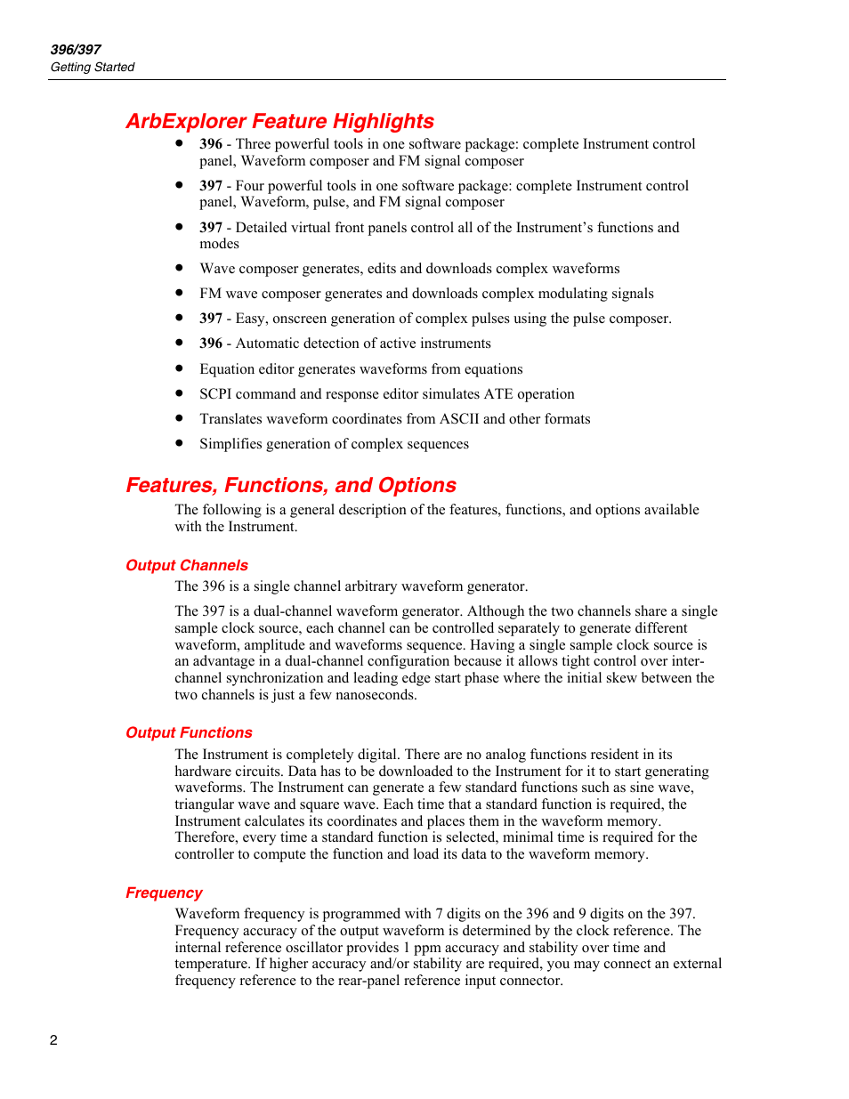 Arbexplorer feature highlights, Features, functions, and options | Fluke 396 User Manual | Page 4 / 8