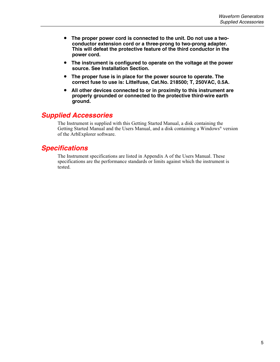 Supplied accessories, Specifications | Fluke 396 User Manual | Page 7 / 8