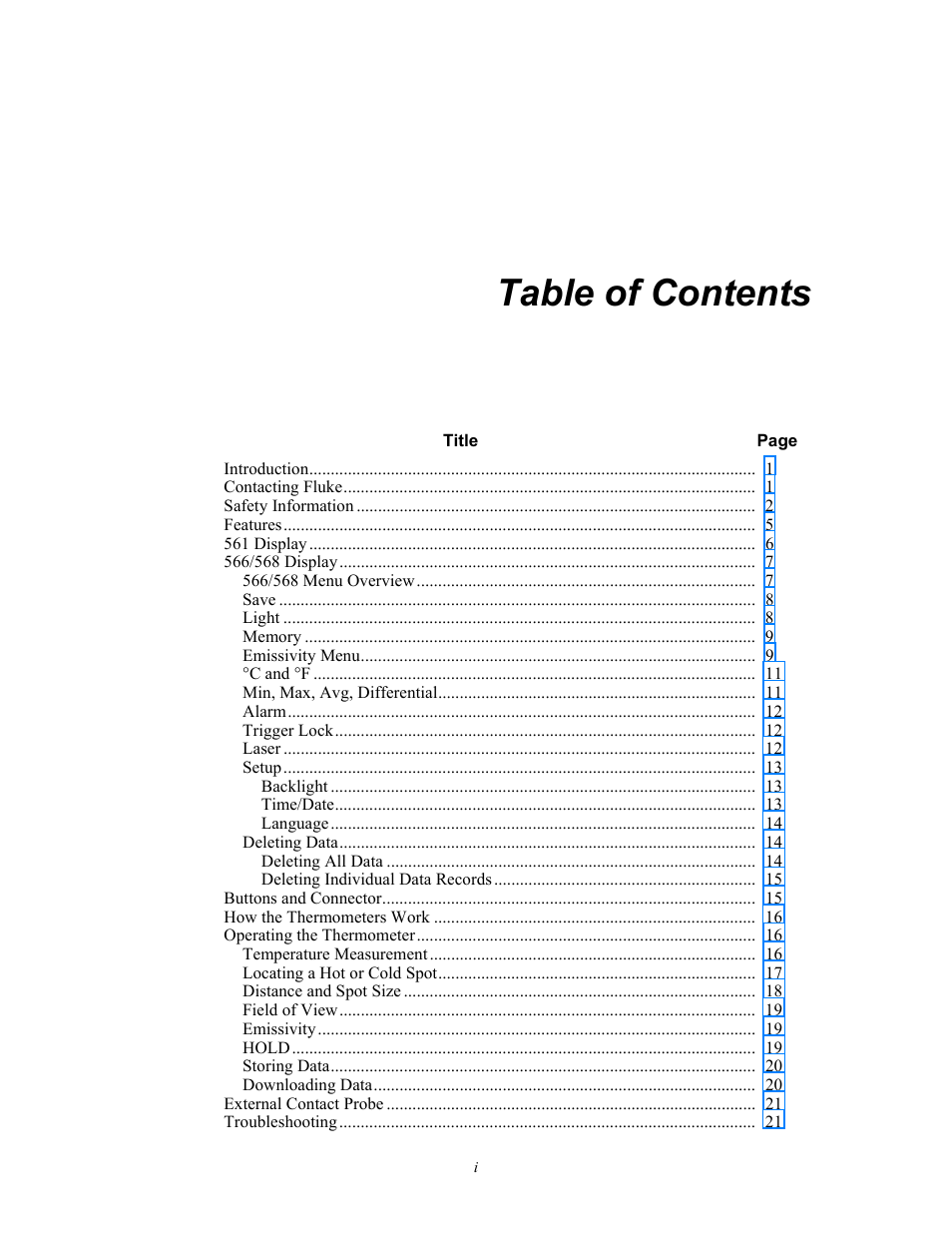 Fluke 56X User Manual | Page 3 / 34