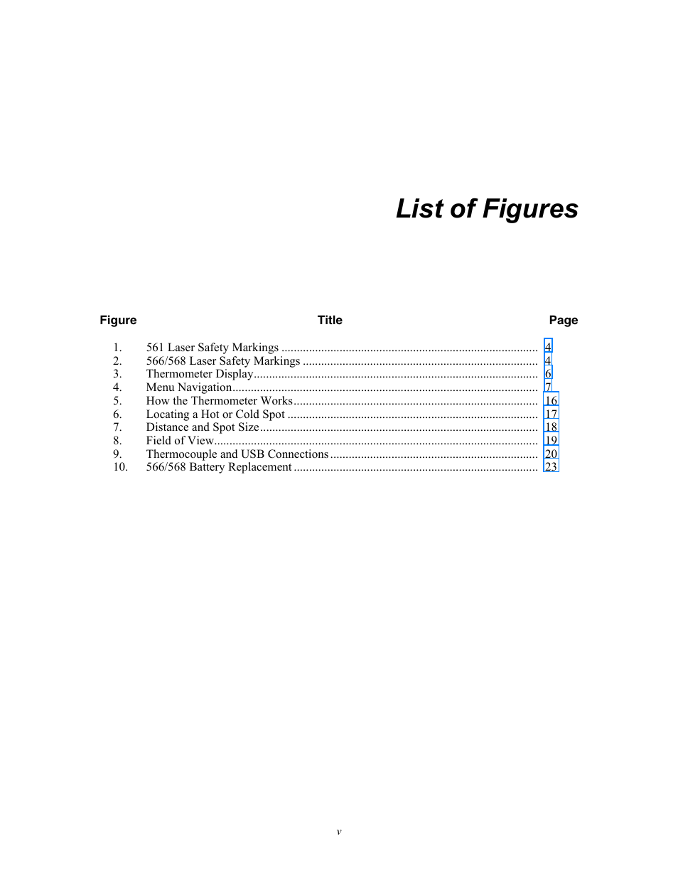 List of figures | Fluke 56X User Manual | Page 7 / 34