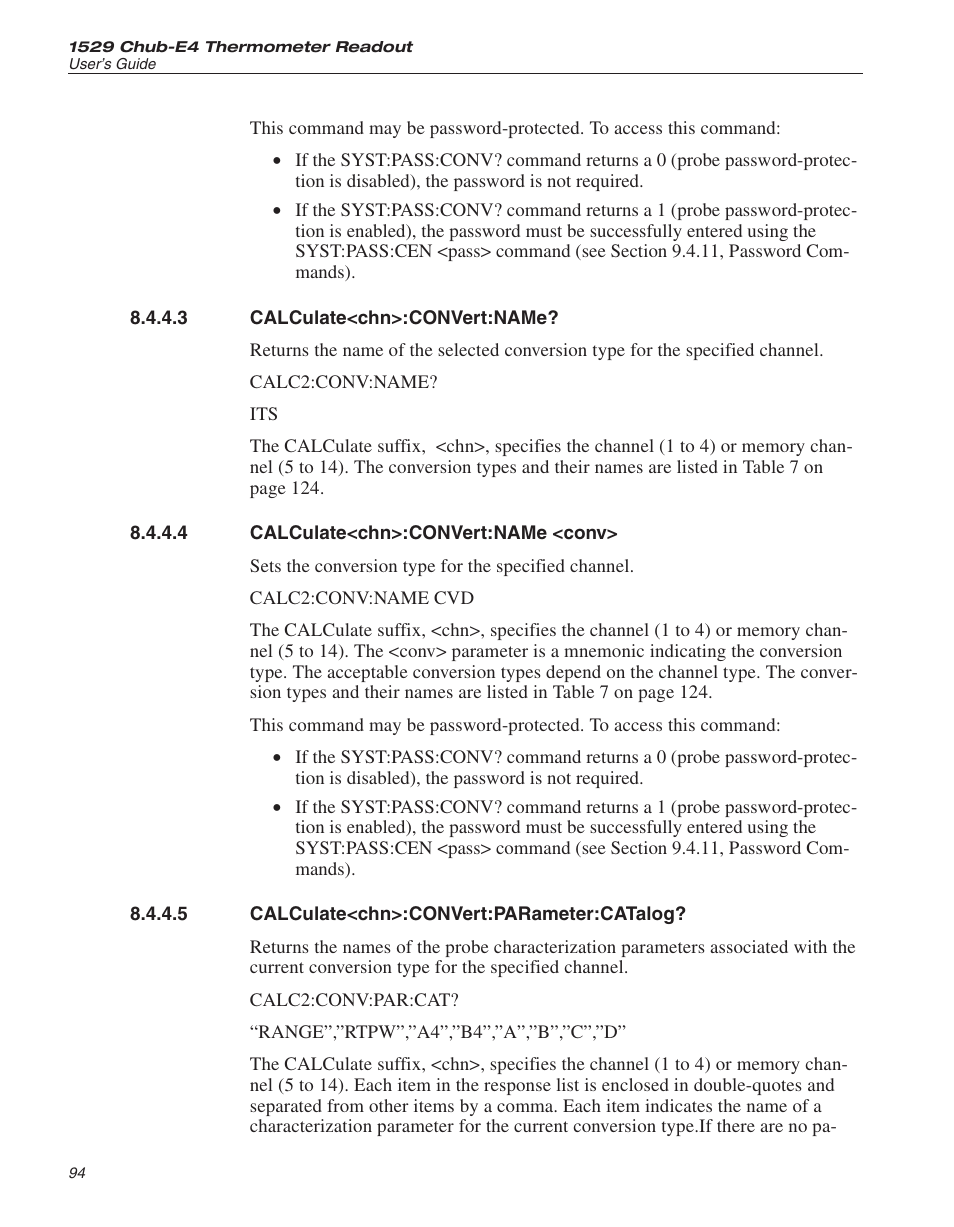 3 calculate<chn>:convert:name? 94, 4 calculate<chn>:convert:name <conv> 94, 5 calculate<chn>:convert:parameter:catalog? 94 | Calculate<chn>:convert:name, Calculate<chn>:convert:name <conv, Calculate<chn>:convert:parameter:catalog | Fluke THE HART 1529 User Manual | Page 100 / 150