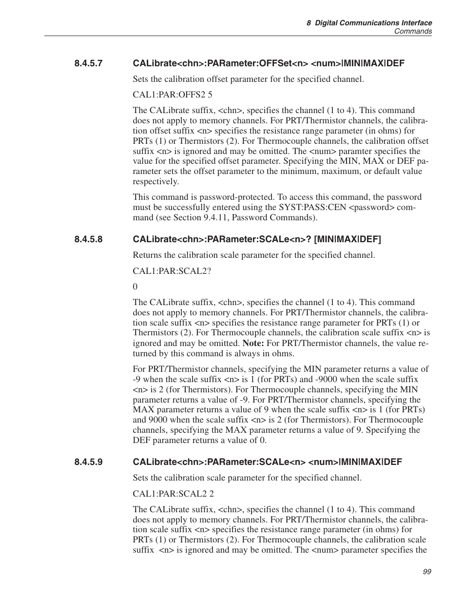 Calibrate<chn>:parameter:scale<n>? [min|max|def | Fluke THE HART 1529 User Manual | Page 105 / 150