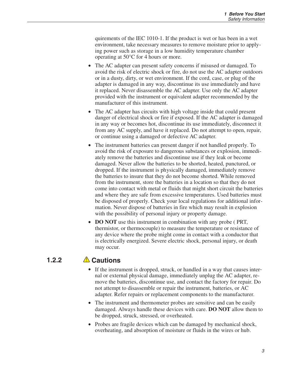 2 cautions 3, Cautions, 2 cautions | Fluke THE HART 1529 User Manual | Page 14 / 150