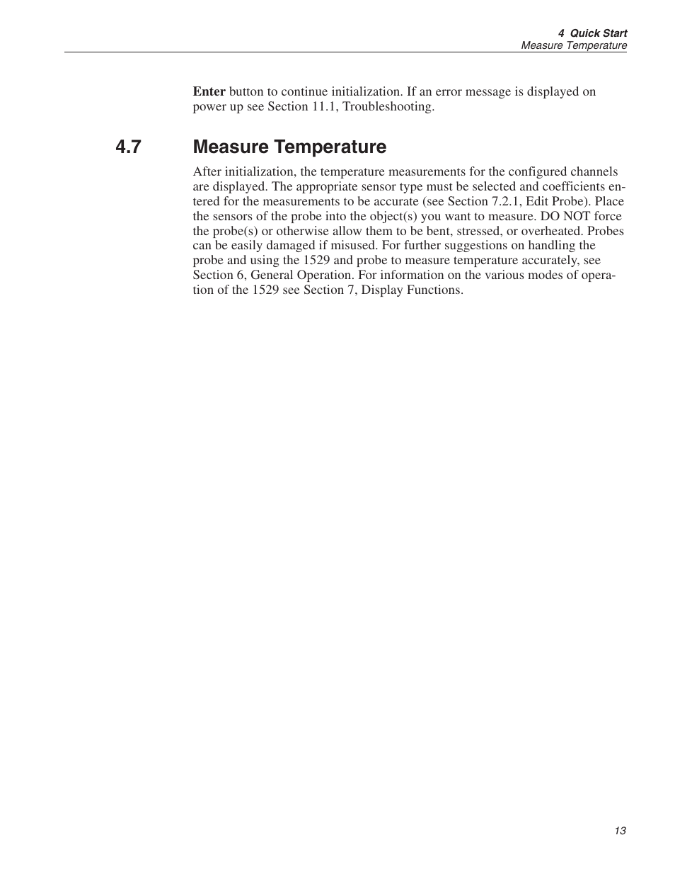 7 measure temperature 13, Measurement 13, 23, Measure temperature | 7 measure temperature | Fluke THE HART 1529 User Manual | Page 22 / 150
