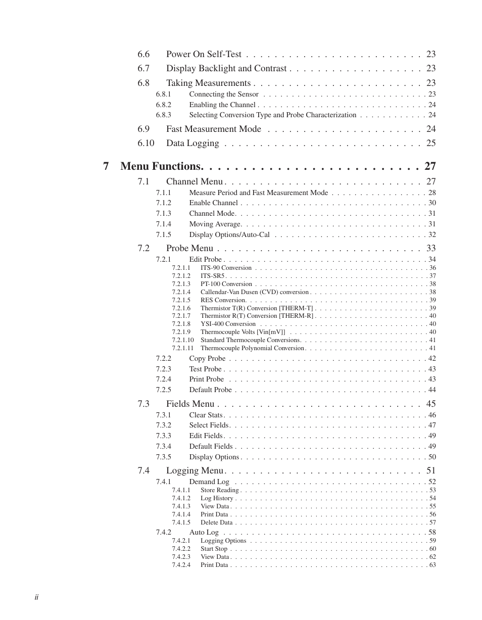 7menu functions | Fluke THE HART 1529 User Manual | Page 4 / 150