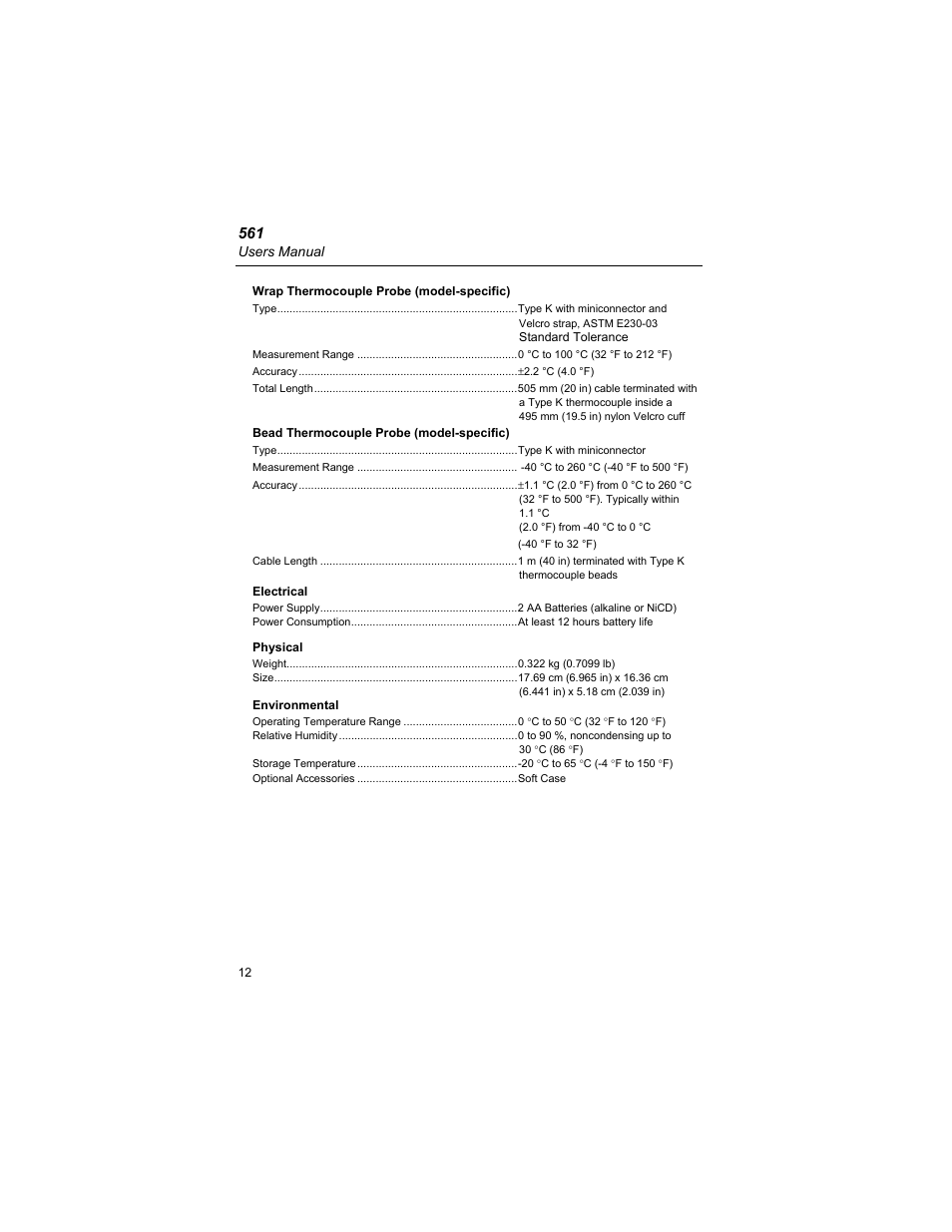 Users manual | Fluke 561s User Manual | Page 16 / 16