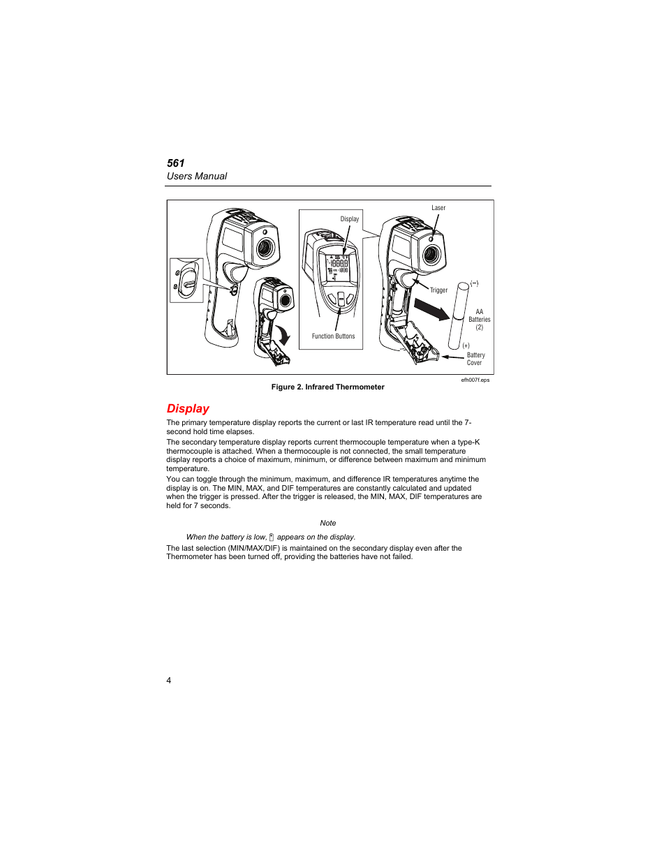 Display | Fluke 561s User Manual | Page 8 / 16