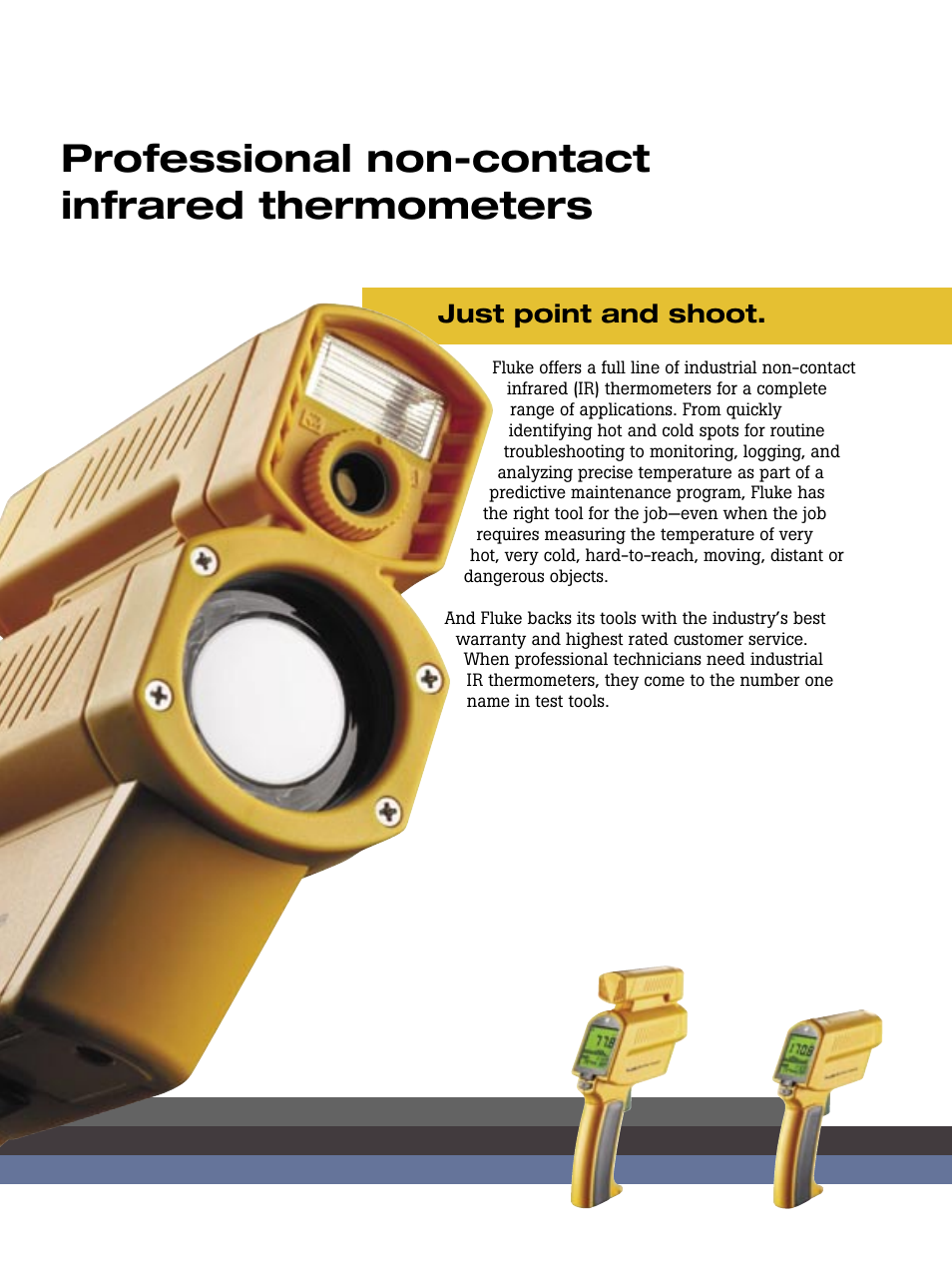 Professional non-contact infrared thermometers, Just point and shoot | Fluke 63 User Manual | Page 2 / 12