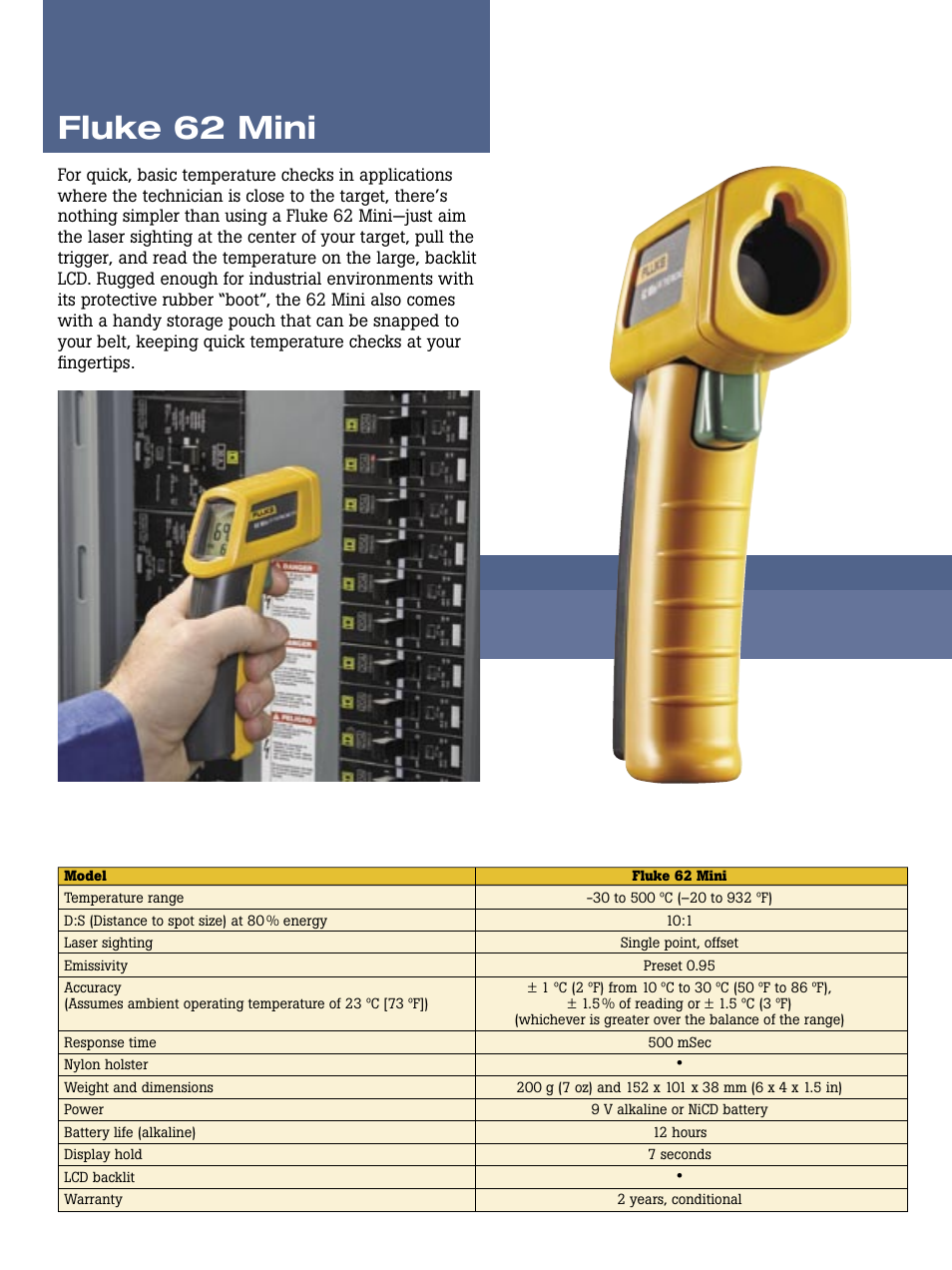 Fluke 62 mini | Fluke 63 User Manual | Page 4 / 12